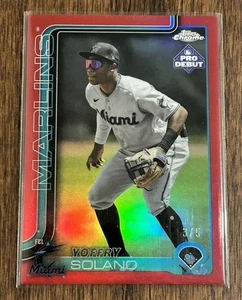 2025 Topps Pro Debut PDC-26 Yoffry Solano TRUE RED CHROME REFRACTOR SSP #'d /5! - Bild 1 von 2
