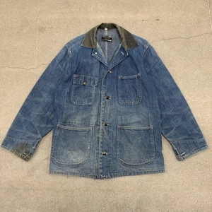 Sears Denim Chore Jacket Coat 60s 70s Vtg USA Faded Workwear Medium - Picture 1 of 15