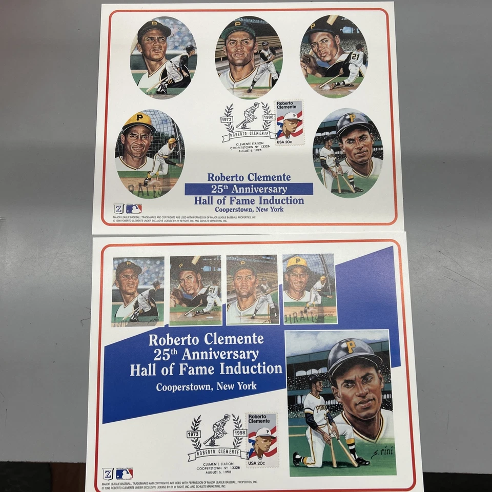 ROBERTO CLEMENTE HOF INDUCTION 25th Anniversary SET OF 2 Induction Cards 8x10 - Image 1 of 3