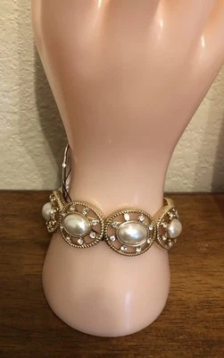 Pulsera Monet elástica con perlas de imitación y pedrería (H1) nueva con etiquetas Foto 1 de 3