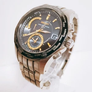 SEIKO BRIGHTZ WORLD TIME TITANIUM SAGA003 8B530AA0 SOLAR RADIO WAVE - Picture 1 of 10