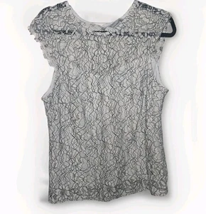 H&M Spitzen Damen Top Gr. M weiß schwarz - Bild 1 von 9