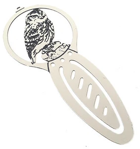 Owl Bird Of Prey Silver Plated Brass Etched Bookmark & Gift Bag - Picture 1 of 4