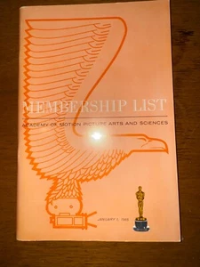 RARE Academy Of Motion Picture Arts And Sciences Membership List Hollywood 1965 - Picture 1 of 4