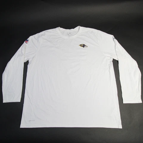 Baltimore Ravens Nike NFL On Field Apparel Long Sleeve Shirt Men's White Used Cover
