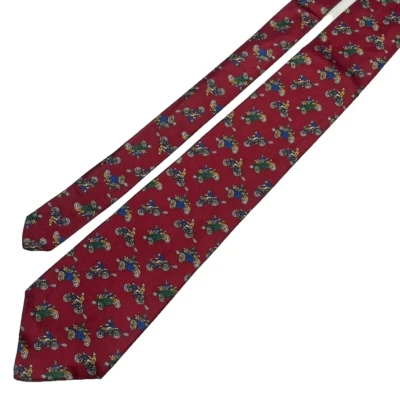 Corbata vintage de gallo motocicletas para hombre borgoña occidental estampado novedad 58L seda Foto 1 de 4