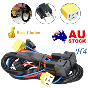 Car Halogen Headlight Bulb Light Relay Wiring Harness Socket Plug Wire Kit H4 AU - Picture 1 of 12