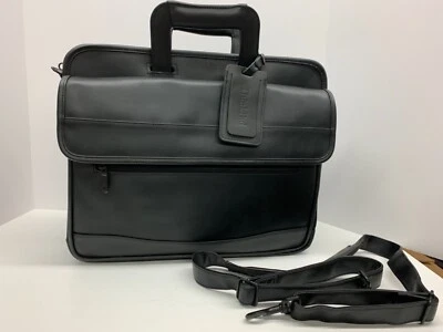 Bolso de mano de cuero negro para computadora portátil Estuche de transporte 15" x 15" x 6” Lenovo ThinkPad Foto 1 de 4