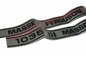 Pair Silver Black Bonnet Hood Sticker Set Kit For Massey Ferguson 1035 - Picture 1 of 3