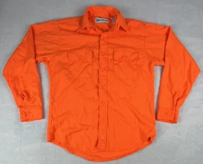 Vtg Gander Mountain Blaze Orange Acrylic Button Shirt Made In USA Sz M - Image 1 of 4