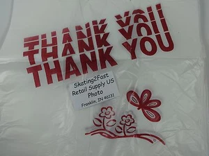 THANK YOU T-Shirt Bags 11.5" x 6.25" x 21" Plastic Retail Shopping - Picture 1 of 8