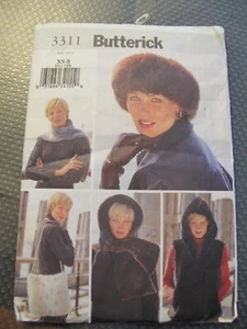 Butterick 3311 Hut, Weste, Schal Hoodie, Geldbörse & Schal Muster ungeschnitten, 5 Stile - Bild 1 von 2