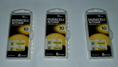 Baterías para audífonos Duracell Activair tamaño 10 - caducidad 2023 - Lote de 3 paquetes Foto 1 de 3