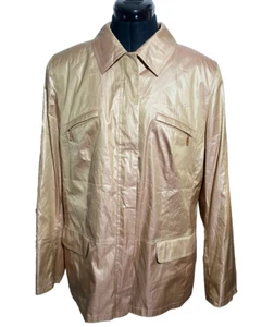 Vintage Walbusch High Seta De Luxe Jacket Women Large Gold Metalic Size 16 - Picture 1 of 17