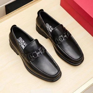 ItalianFerra gamoA+ Business Leather Shoes Thick Soled Loafers Dress Shoes Black - Picture 1 of 19