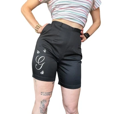 复古 20 世纪 50 年代高腰海报短裤刺绣“G”蝴蝶 26 英寸腰 XS — 第 1/4 张图片