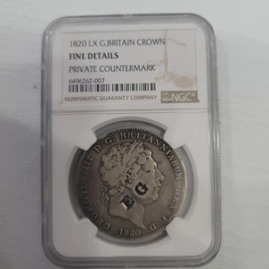 1820 LX G.Britain Crown Private Countermark  NGC F details - Picture 1 of 4