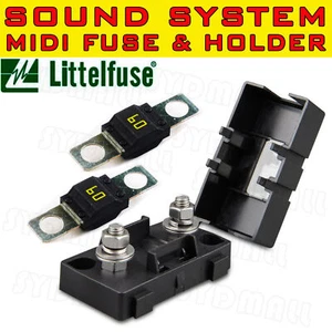 2 PIEZAS FUSIBLE DE PERNO MIDI 60AMP + SOPORTE DE FUSIBLE PARA BATERÍA DUAL Y MEGA SISTEMAS DE SONIDO - Imagen 1 de 4
