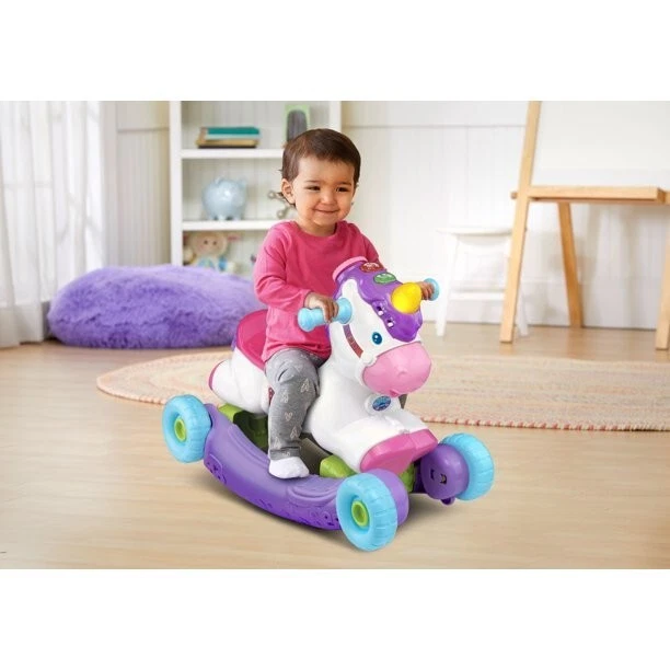 Juguete de paseo unicornio para niños pequeños caballo mecedor coche de 4 ruedas niñas niños niños Foto 1 de 4