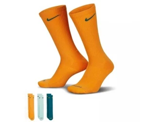 Nike Everyday Plus Cushioned Crew Socks - Yellow/Mint/Teal - Lg - 3 Pairs - Picture 1 of 4