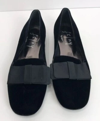 FS/NY Womens Bow Loafers Flats Black Velvet Satin Size 7B  - Image 1 of 4