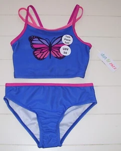 Dot & Zazz 2 Pc Purple Pink Butterfly Bikini Swimsuit UPF 50 XS(4-5) S(6-7) - Picture 1 of 4