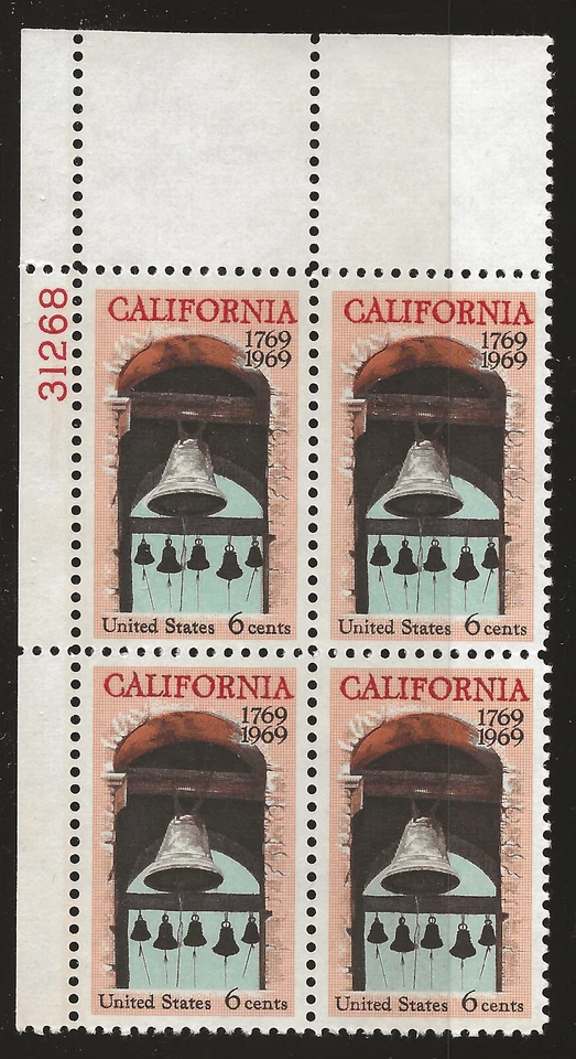 US Scott #1373, Plate Block #31268 1969 California 6c FVF MNH Upper Left - Image 1 of 1