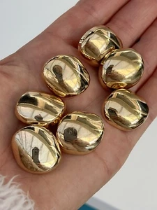 7 X Pebble Buttons 25mm 1” Gold Jacket Coat Dresses Cardigan Ref64 - Picture 1 of 6