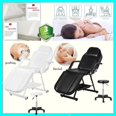 185CM Portable Massage Table 3 Fold Beauty Bed SPA Therapy Waxing White Black - image 1 of 4