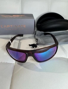 Wiley X WX Contend Sunglasses Mattegraphite Captivate Polarized Blue Mir ACCNT09 - Picture 1 of 3
