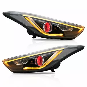 Customized LED Headlights with DEMON EYES for Elantra 2011-2016 Sedan - Picture 1 of 11