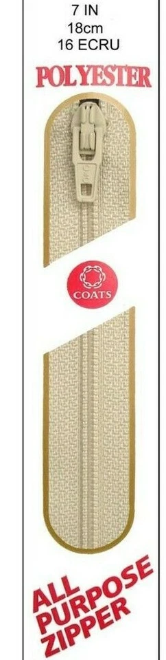 Coats & Clark ~ (F72-07-016) - All purpose Zipper - Polyester - 7", Ecru - Image 1 of 1