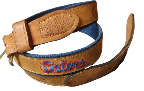 Zep Pro  FL GATORS leather belt  embossed embroidered brass bkle 38 Made in USA Cover