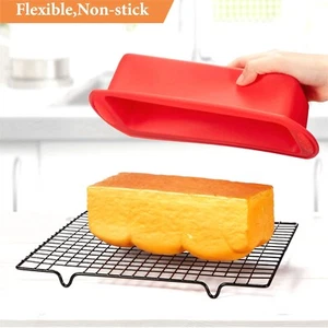 NEW SILICONE BAKEWARE SILICONE MOULD BREAD LOAF PAN TIN BAKE BREAD CAKE - Picture 1 of 9