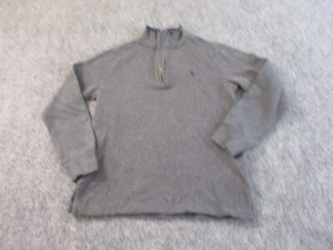 Polo Ralph Lauren Sweater Boy's Medium Gray 1/4 Zip Cotton Youth Blue - Picture 1 of 10