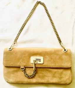 MICHAEL KORS: Jet Set Tan Suede Chain Shoulder Bag with flap over clasp - Picture 1 of 5