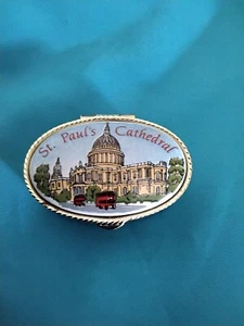 St. Paul's Cathedral Souvenir Emaille & Silber Pillendose - Bild 1 von 5