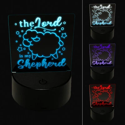 Sweet Nursery Sheep The Lord is My Shepherd Bible Psalm 23 LED Night Light Sign - Image 1 of 4