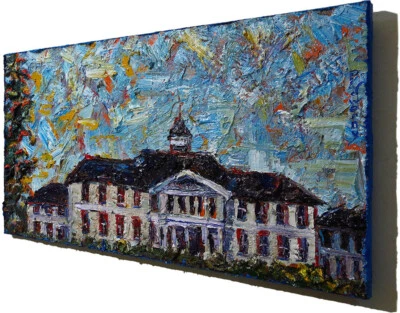 36 x 18" ORIGINAL OLEO█PINTURA█IMPRESIONISTA█ARTt FIRMADO EDIFICIOS URBANOS '24 NYC Foto 1 de 4