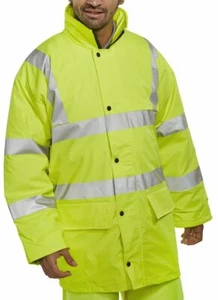 Chaqueta BEESWIFT PU Hi Vis Forrada Transpirable Capucha Edredón Forro Seguridad - Imagen 1 de 1