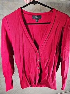 Mossimo - Women's Medium - Red Button Up Cotton Cardigan - Long Sleeve - Picture 1 of 5