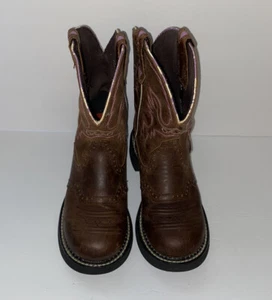 Justin L9903 6B Gypsy braun Leder runde Spitze zum Überziehen Cowgirl Westernstiefel gebraucht, in einwandfreiem Zustand - Bild 1 von 12