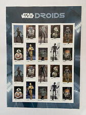 2021 Star Wars Droids - Sheet of 20 Forever Stamps R2D2 C3P0 BB8 & Others Fresh!