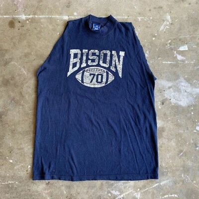 CAMISETA MUSCULOSA DE FÚTBOL BUCKNELL BISONTE VINTAGE AÑOS 80 - 90 TALLA XL MANGAS CORTADAS Foto 1 de 4