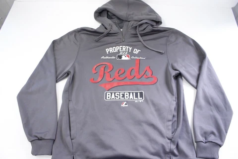 Majestic MLB Property of Cincinnati Reds Gray Hoodie Size Small Cover