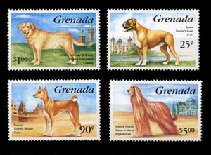 BASENJI AFGHAN HOUND BOXER LABRADOR RETRIEVER DOG STAMPS Grenada 1993 MNH - Picture 1 of 1