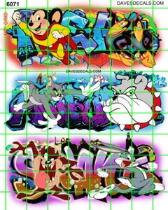 6071 DAVE'S DECAL BOXCAR WALL MODERN CLASSIC CARTOON MODERN GRAFFITI ASSORTED - Picture 1 of 3