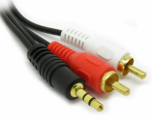 3.5mm Jack Phono RCA Cable to 2 Male RCA Phono Cable Audio Lead Stereo RED WHITE