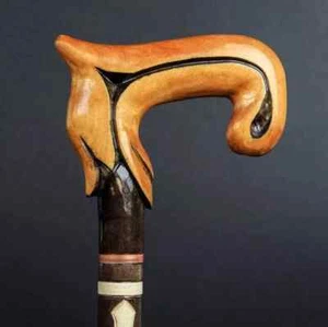 Walking Stick Carved Ergonomic Artisan Cane Wooden Handmade Exclusive Victorian - Picture 1 of 5