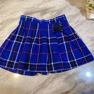 JUSTICE Girls Plaid Skirt Skort Blue/pink Size 10 - Picture 1 of 9